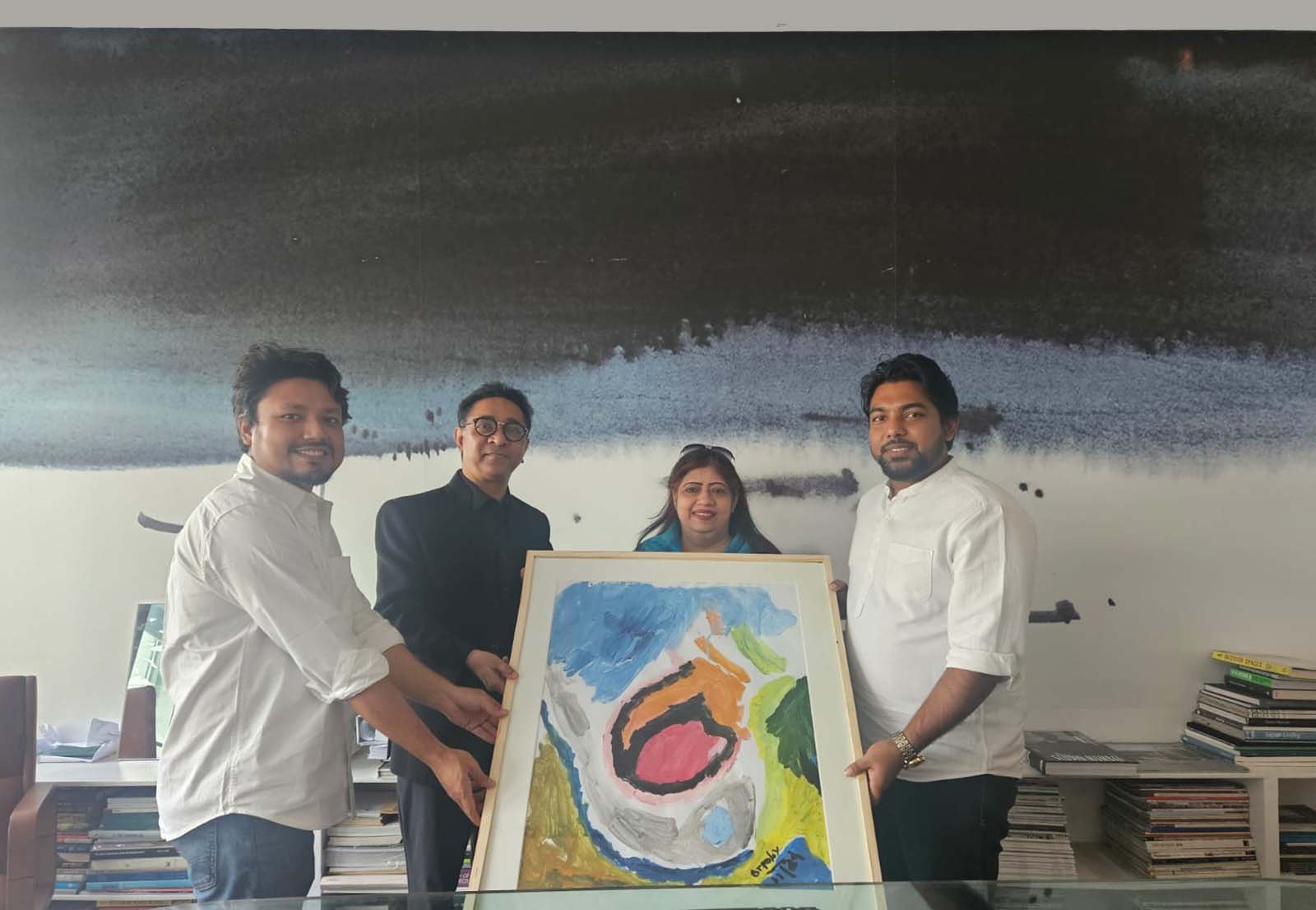 "Sunshine Learning Center CEO Saira Nazneen Ahsan Visits Prof. Rafiq Azam, Presents Artwork by Student"